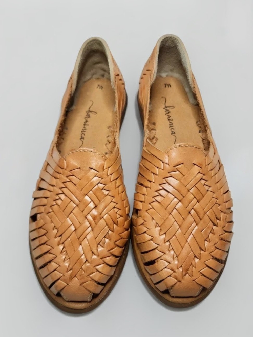 Brand New But Tags Are Off - Woven Leather Slip-On Womens Flats - Tan